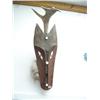Image 1 : 23" wood mask with caribou antler and wolf fur- estimated value $2,200