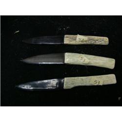 Lot of 3 whale bone and baleen knives (3)