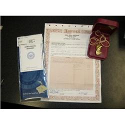 43.5 DWT Gold Nugget Pendant with (1) RBC Diamond set in a four-prong setting.  Diamond measure 4.93