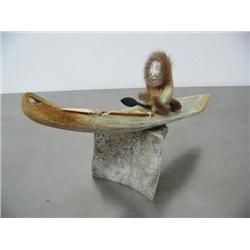 19" whale bone kayaker by Michael Scott