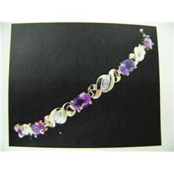 Amethyst and Diamond Bracelet 10 K yellow gold- Amethyst are ova, faceted, approx. 5.00 carats, tran