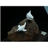 Image 3 : White ivory killer whale chasing seal mounted on whale bone on wood base- 6" length, 4" height (3)