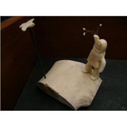 3" ivory hunter with bolo and bird by Mark Seegana (403C)