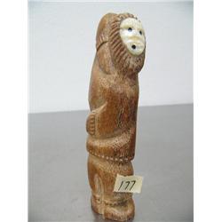 6" whale bone doll with ivory face and baleen inlaid eyes from Shishmaref