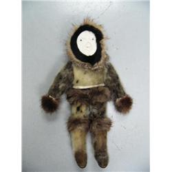 Seal skin doll with bone face by Maria Anariak, 13"