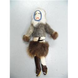 13" ivory faced doll with whale bone hands, seal parka by Maria Anariak