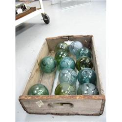 CHOICE on 2 twelve glass floats in wooden Pepsi crates