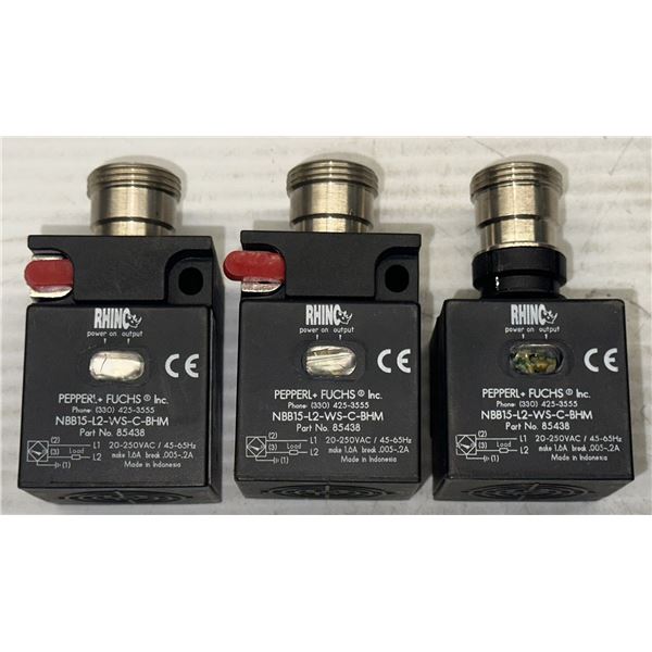 Lot of (3) Pepperl+Fuchs #NBB15-L2-WS-C-BHM Proximity Sensors