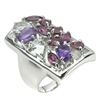 Image 3 : Natural Amethyst Aquamarine Rhodolite Garnet Ring