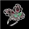 Image 2 : Natural Colombian Emerald Rhodolite Garnet Ring