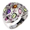 Image 2 : Natural Citrine Amethyst Peridot Rhodolite Ring