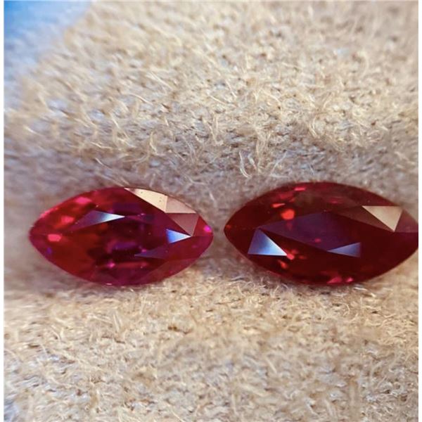 Natural Loupe Clean Vivid Red Untreated Ruby Pair - Certified