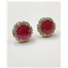 Image 2 : Natural Burma Ruby 10.97 Cts Gold & Diamond Earrings