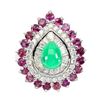 Image 2 : Natural Ethiopian Green Opal  & Garnet Ring
