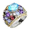 Image 2 : Natural Swiss Blue Topaz Tourmaline Tanzanite Ring