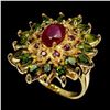 Image 2 : Natural Ruby Chrome Diopside Rhodolite Garnet Ring