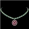 Image 1 : Natural Pigeon Blood Red Ruby & Colombian Emerald  Necklace