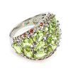 Image 2 : Natural Green Peridot & Sapphire Ring