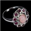 Image 2 : Natural Pink Opal & Rhodolite Garnet Ring