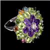 Image 2 : Natural  Amethyst  Peridot Tourmaline Ring