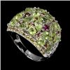 Image 2 : Natural Peridot & Rhodolite Garnet Sapphire Ring