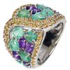 Image 1 : Natural Colombian Emerald  Amethyst Sapphire Ring