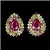 Image 1 : Natural Pigeon Blood Red Ruby & Sapphire Earrings