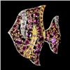Image 1 : Natural Rhodolite Garnet Fish Brooch