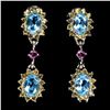 Image 1 : Natural Swiss Topaz Rhodolite Garnet Sapphire Earrings
