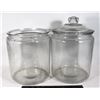 Image 1 : TWO X-LARGE GLASS JARS, ONE LID