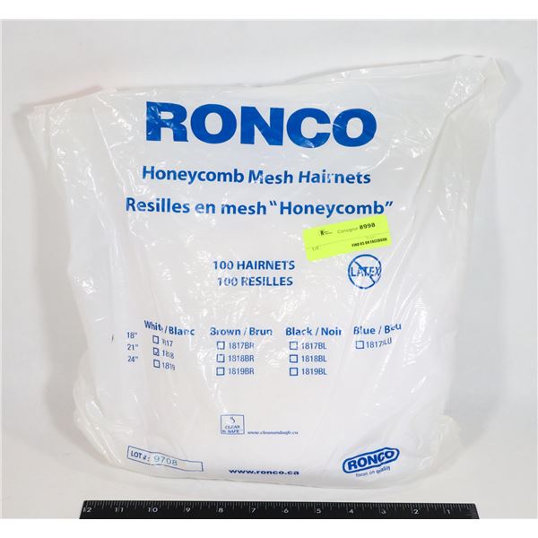 NEW RONCO 100PC WHITE HONEYCOMB MESH HAIR NETS