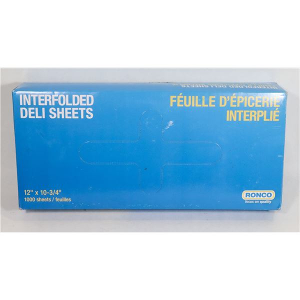 NEW 1000PC BOX OF RONCO 12" X 10-3/4" INTERFOLDED