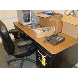 LOT - 2 FILING CABINETS, TABLE, CHAIR, CPU, & MONITOR