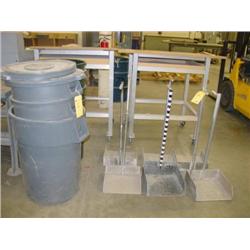 LOT - 6 DUST PANS & TRASH CANS
