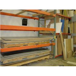LOT - ASSORTED MATERIAL ON RACKING