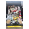 Image 2 : 3 LARGE STORAGE BINS WITH LIDS FILLED WITH ASSORTED DRY, CANNED & JARRED GOODS