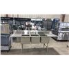 Image 1 : STAINLESS STEEL COMMERCIAL 3 BAY PREPARATION SINK WITH RINSE WAND - APPROX. 94"W X 29"D X 45"H