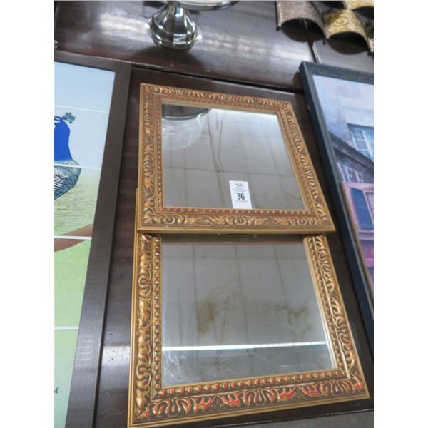 Small Gold Framed Mirrors - Pair - No Shipping