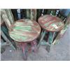 Image 1 : 10-Round Painted Distressed Backless Bar Stools - 10 X $