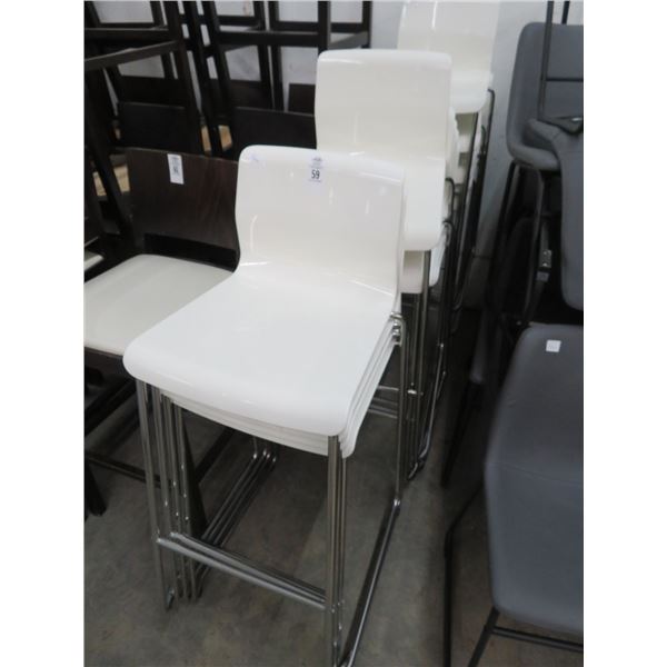 14-White Contemporary Chrome Base Bar Stools - 14 X $