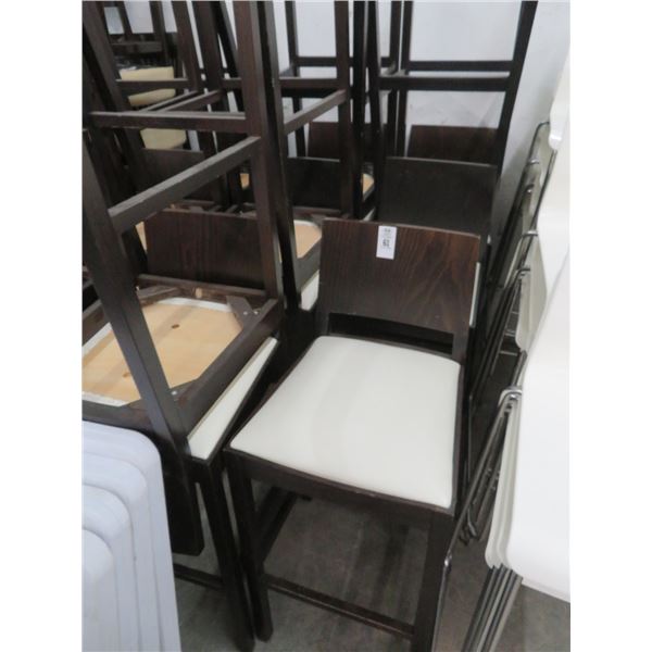 16-Contemporary Dark Oak White Padded Bar Stools - 16 X $