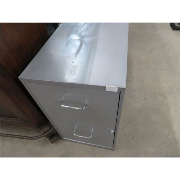 Grey Metal 2 Drawer File Cabinet