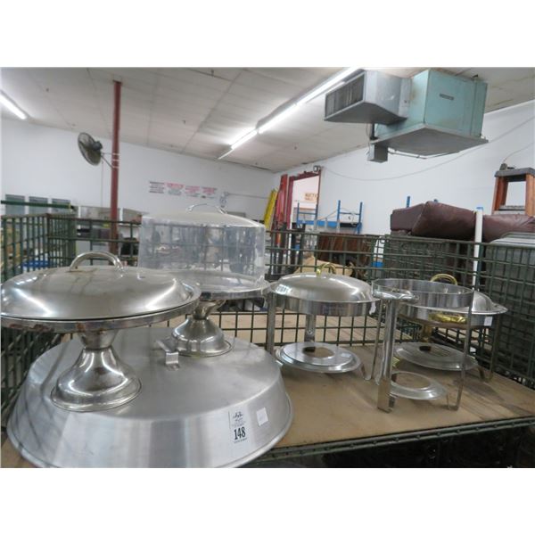 Round Chafing Stands 3, Footed Cake Stands, Large Lids