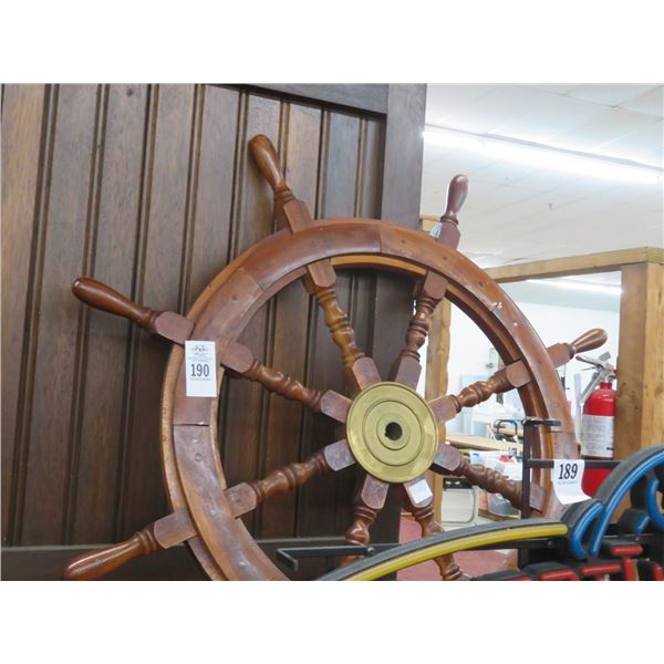 Life Size Mahogany Ship Wheel