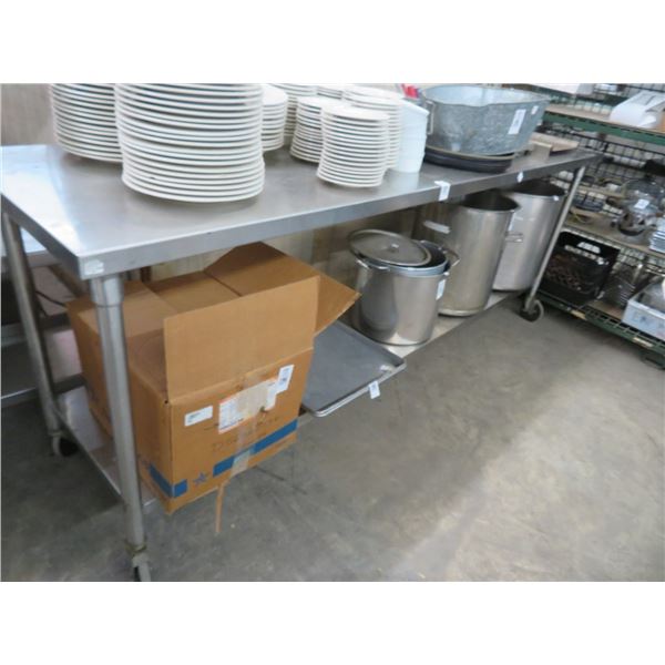 S/S 8' Rolling Table w/Undershelf