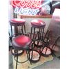Image 1 : Black Tubular Maroon Padded Bar Stools - 8