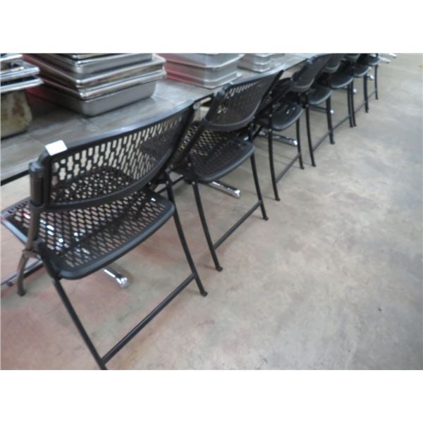 7-Black Folding Chairs - 7 X $