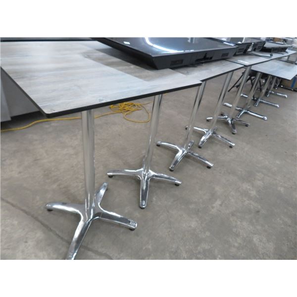 5-FG Faux Wood Chrome Base High Bar Tables - 5 X $