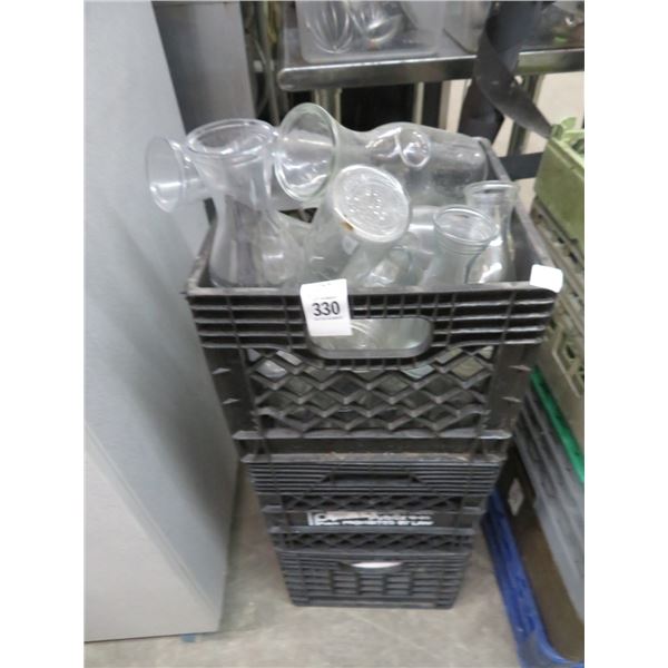 Crates 3 Wine Decanters and Asst. Glassware