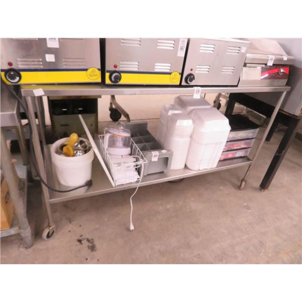 S/S 5' Rolling Table w/Undershelf